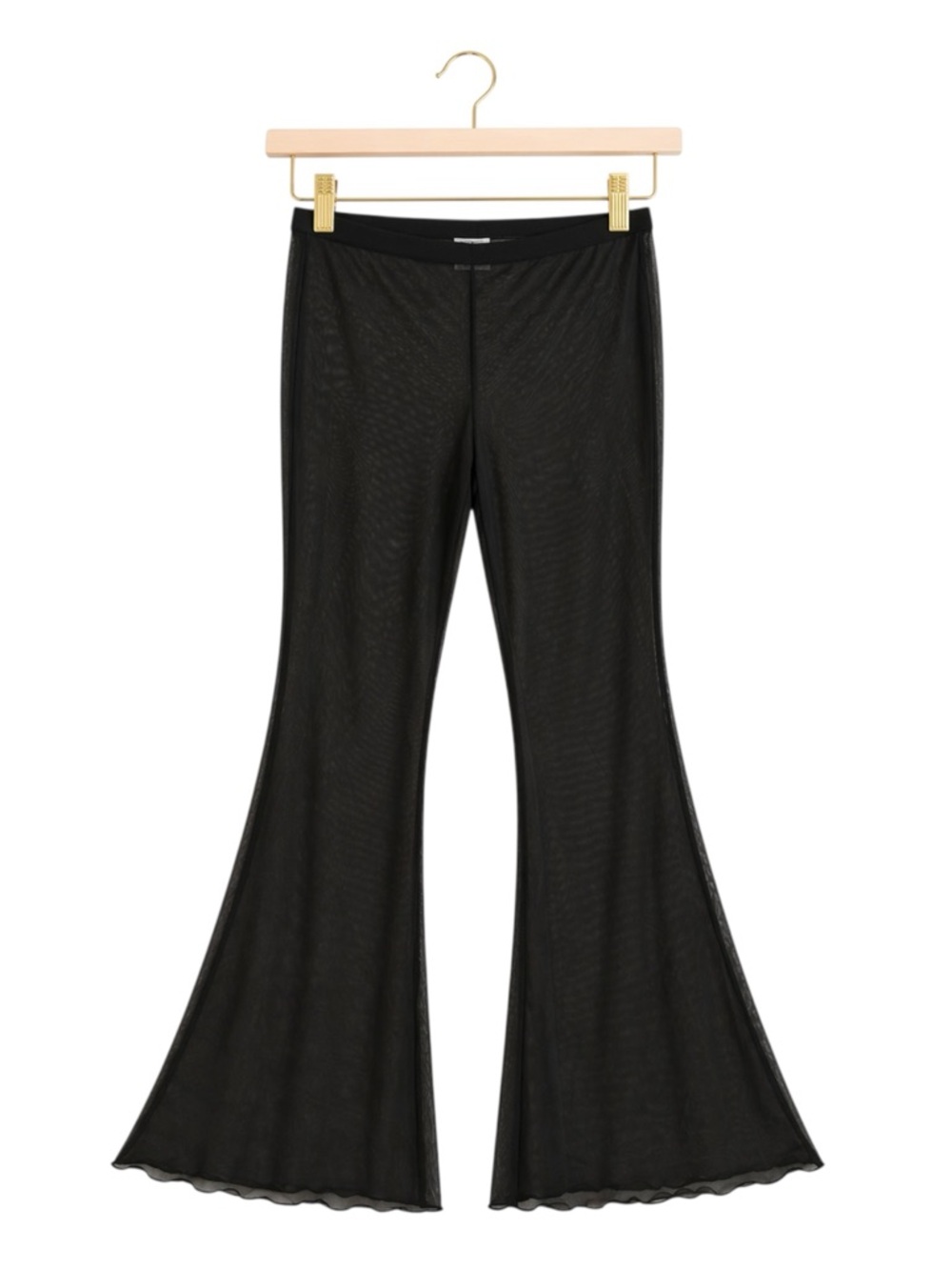 Womens Y2K Whimsigoth Flare Mesh Pants Small Dark‎ Fairy Grunge Goth Disco Black